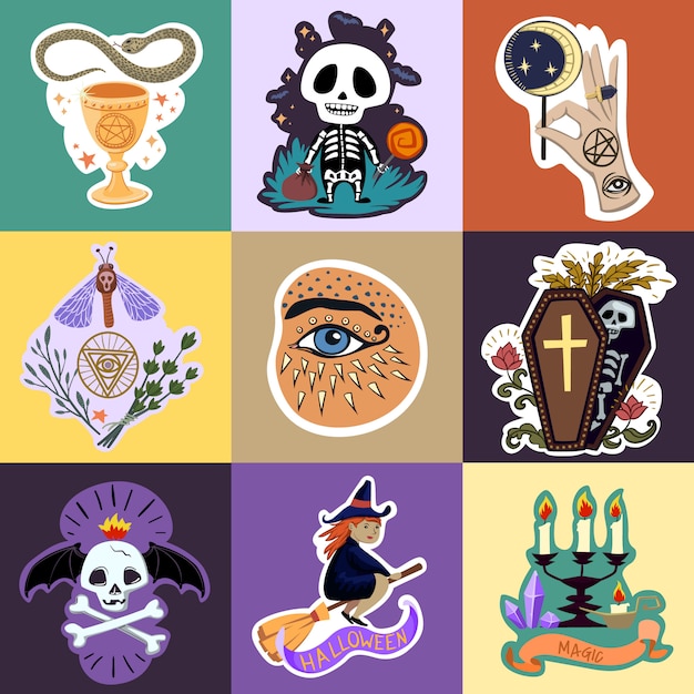 Halloween stickers set.