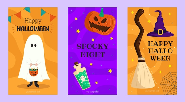 Halloween stories collection in a flat style