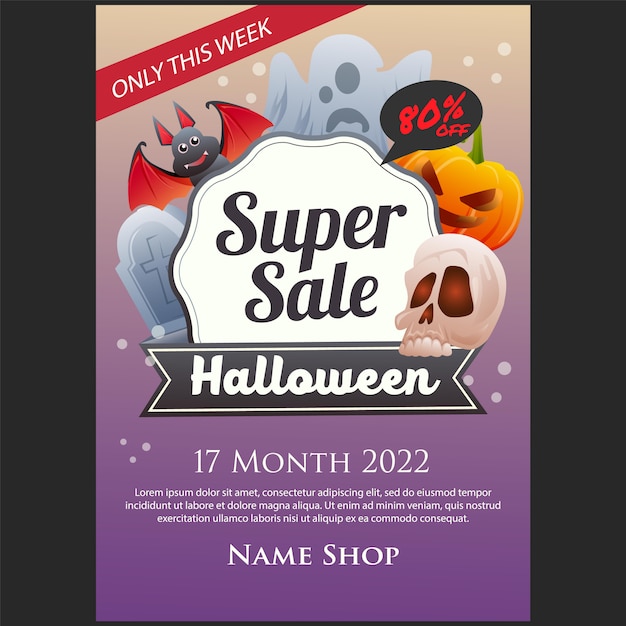 Halloween super sale poster with skull