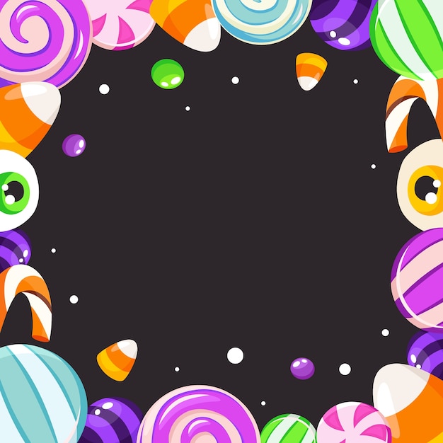 Halloween sweets frame. Halloween background. illustration in flat style.