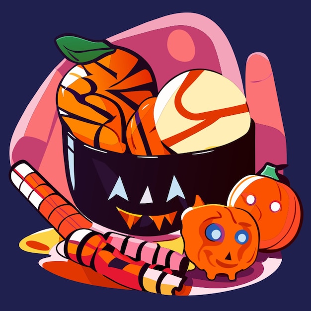 halloween sweets vector illustration