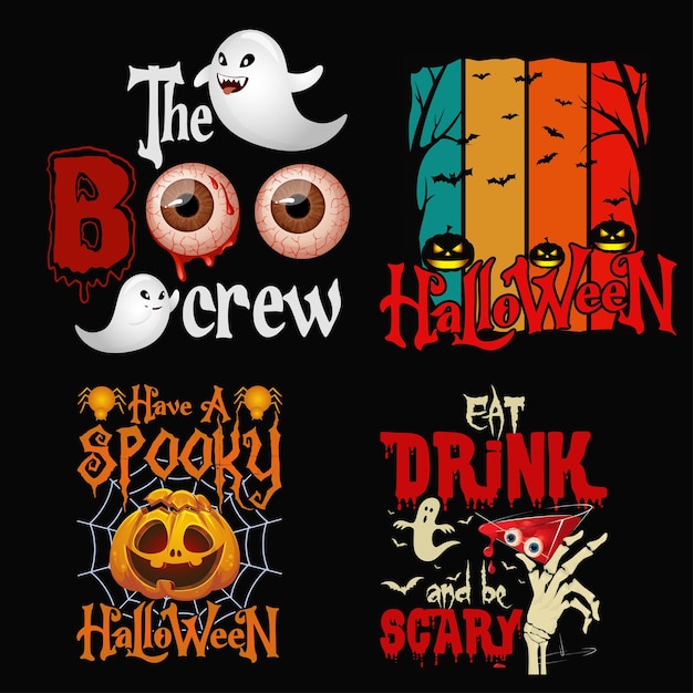 Halloween T shirt design bundle template.