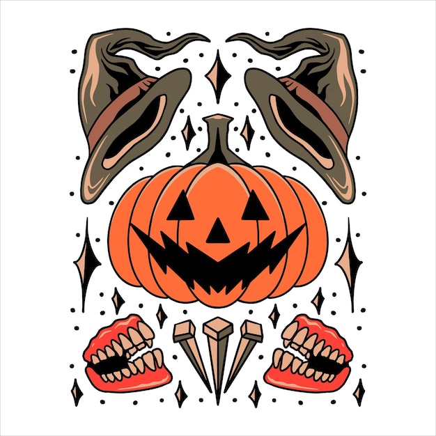 halloween tattoo set vector design