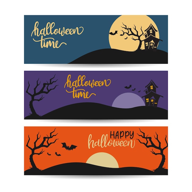 Halloween template banners in Flat modern style Colorful template for sales