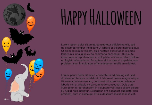 Halloween template for your text with traditional attributes Cartoon style Vector illustration