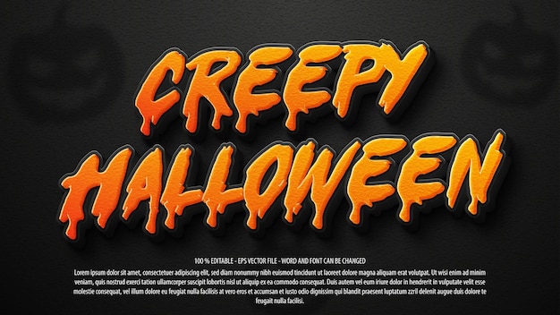 Halloween text effect template design with 3d style