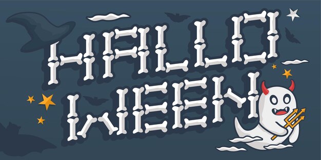 Halloween text illustration filled with bones