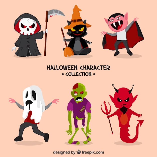 Halloween thematic collection of six characters