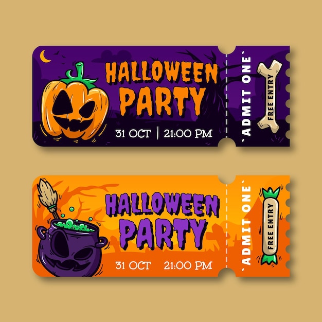 Halloween Ticket Party Template Vecto