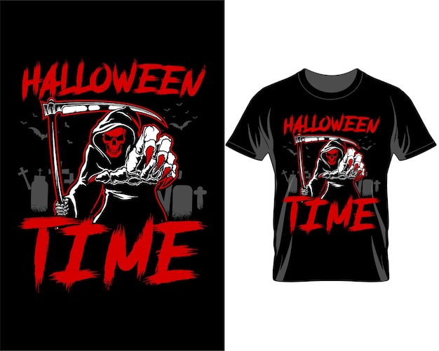 Halloween time quotes t shirt design vector