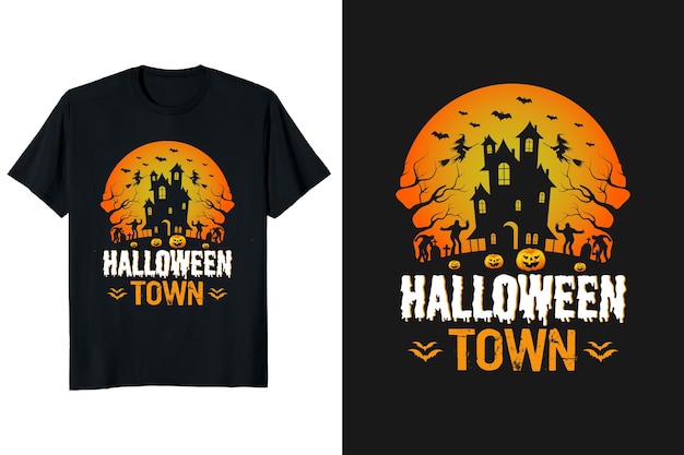 Halloween Town t-shirt design and graphic funny typography vintage t-shirt or vector