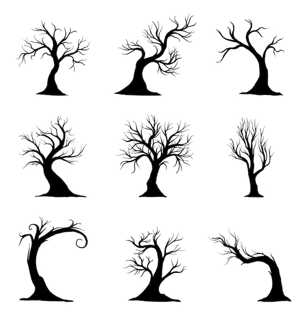 Halloween trees isolated on white background