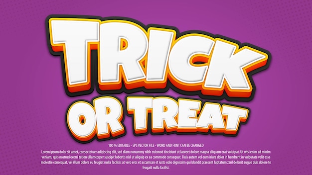 Halloween trick or treat 3d fun style editable text effect