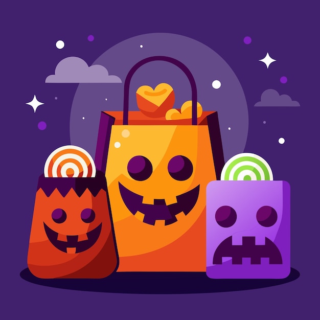 Vector halloween trick or treat bag illustration design