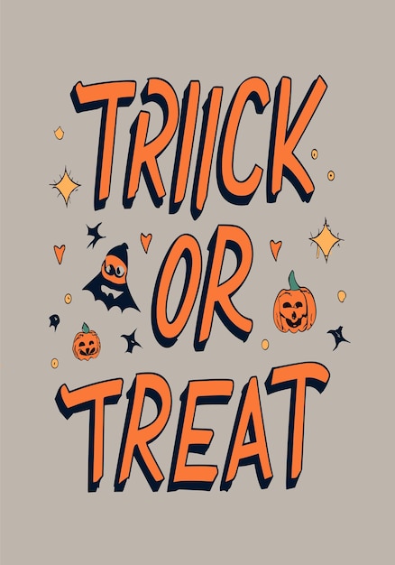 Halloween Trick or Treat Clipart 2D Vector Design