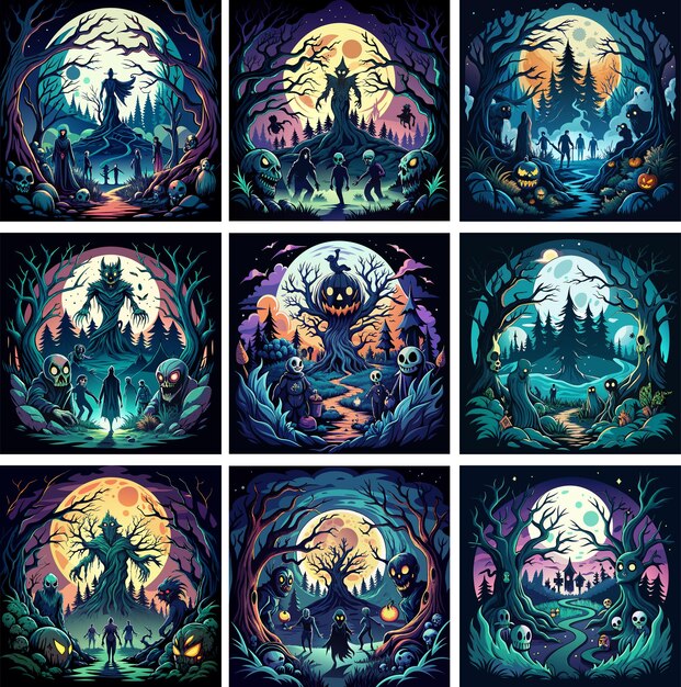 Vector halloween tshirt design bundle art and illustration