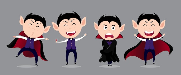 Halloween vampire man characters vector set design Halloween dracula character collection in cute