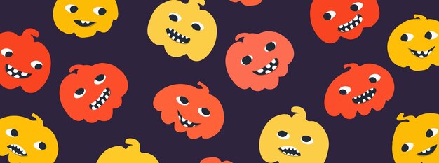 Halloween vector background with red eyed pumpkins