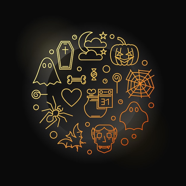 Halloween vector colored round Holiday illustration