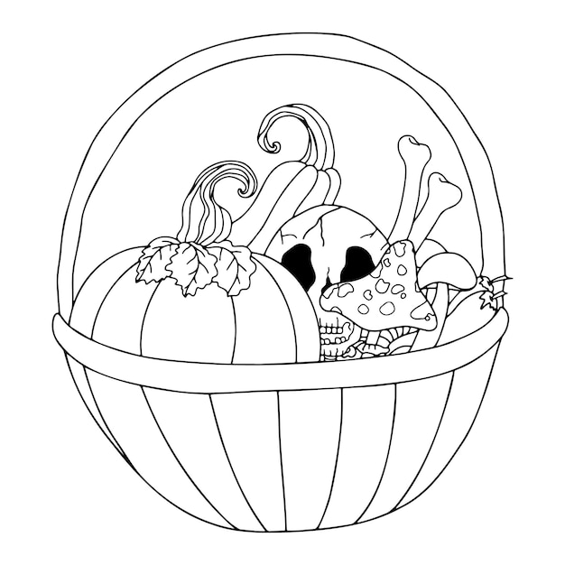 Halloween vector illustration harvest basket Halloween pumpkin