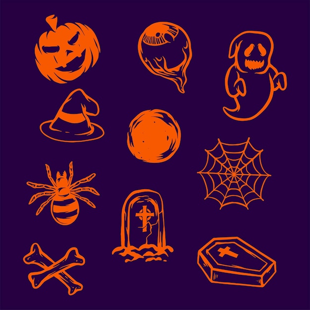 Halloween vector illustration set