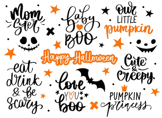 Halloween vector quotes an sayings. Happy Halloween