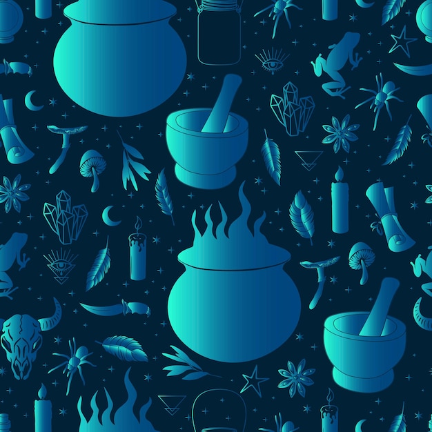 Halloween vector seamless pattern witchcraft drawing