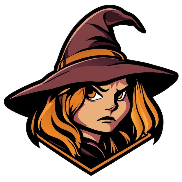 Halloween witch girl twitch scarecrow hand drawn cartoon sticker icon concept isolated illustration