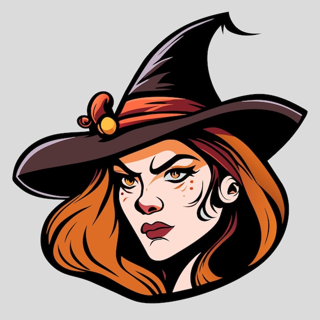 Halloween witch girl twitch scarecrow hand drawn cartoon sticker icon concept isolated illustration