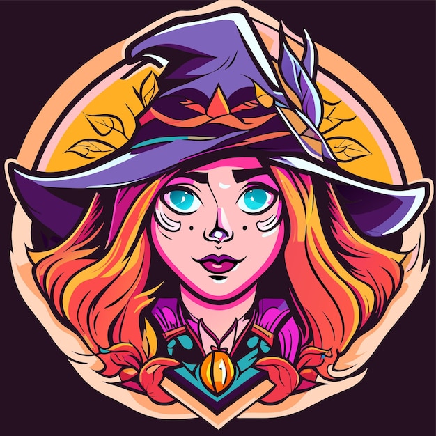 Halloween witch girl twitch scarecrow hand drawn cartoon sticker icon concept isolated illustration