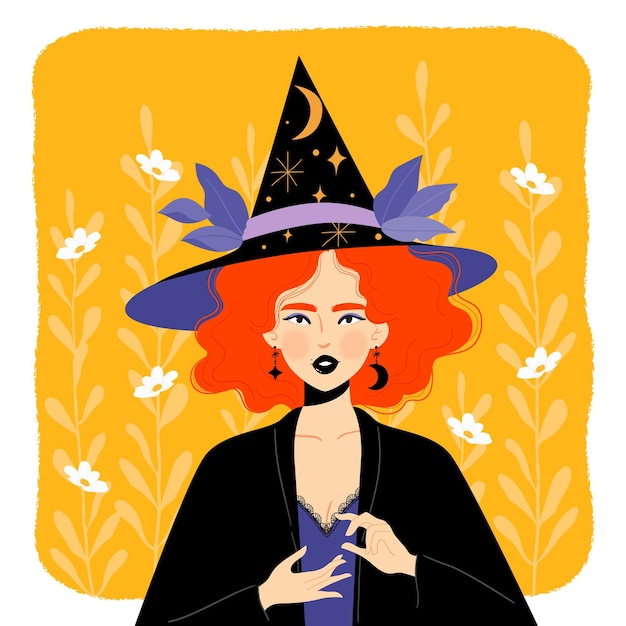 Halloween witch making a spell