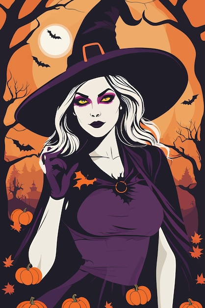 Halloween witch vector art illustration