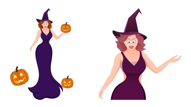 Vector halloween witch vector illustration witch character vector illustration