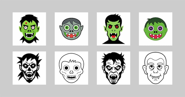 Halloween Zombie Face Graphic Vector Element Illustration for Spooky Icon and Logo Design