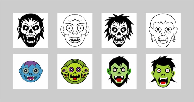 Halloween Zombie Face Graphic Vector Element Illustration for Spooky Icon and Logo Design