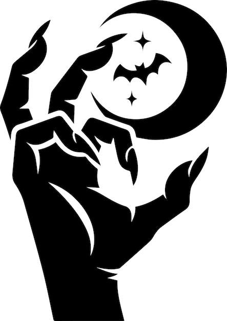 Vector halloween zombie hand vector art illustration black and white silhouette