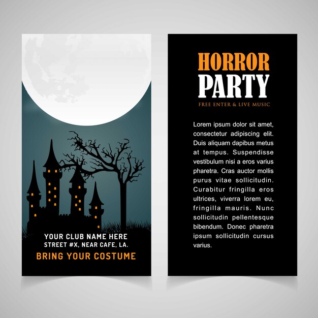 Hallowen party brochure design vector