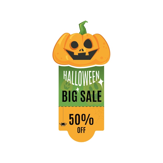 hallowen sale stickers design vector 50 discount card