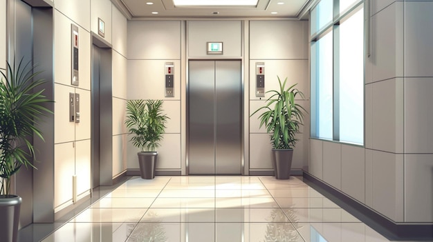 a hallway with a clock on the wall and a clock on the wall