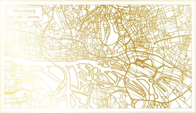 Hamburg Germany City Map in Retro Style in Golden Color Outline Map