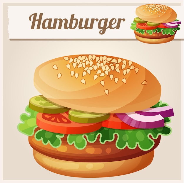 Hamburger cartoon vector icon