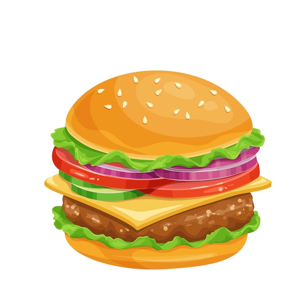 Hamburger or cheeseburger cartoon icon.