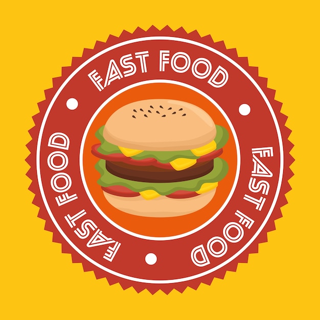 Hamburger fast food emblem