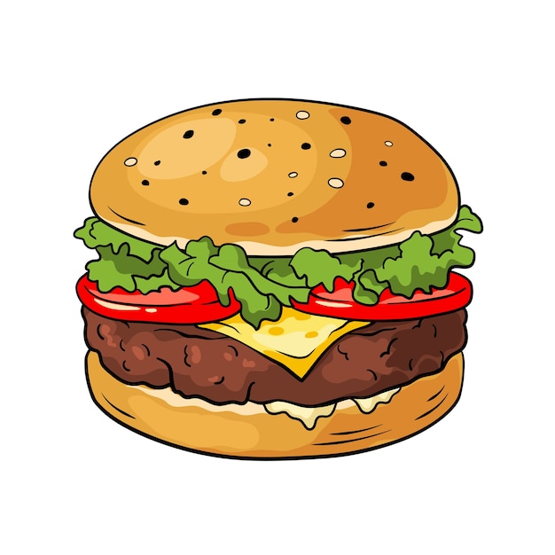 Hamburger. Hand drawn  illustration