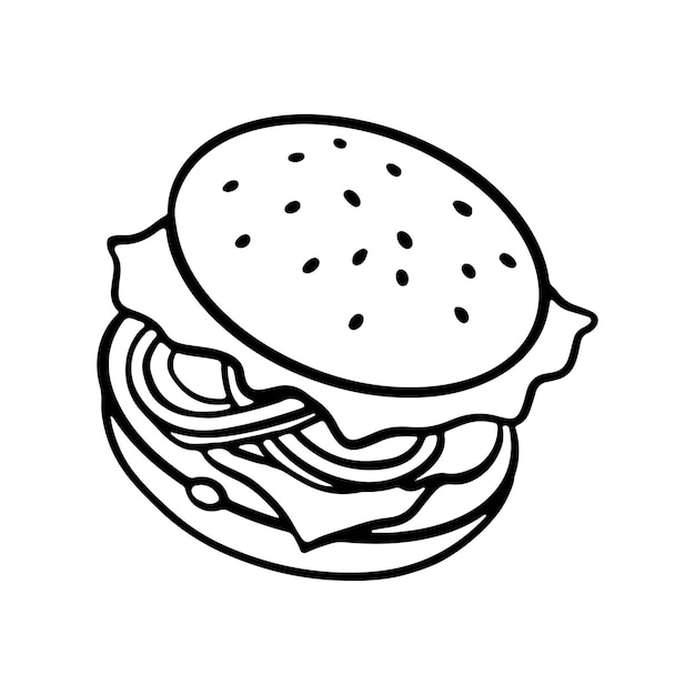 Hamburger hand drawn outline doodle cartoon Street Fast Food Premium Vector