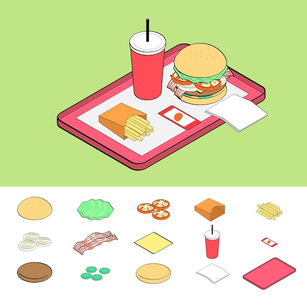 Hamburger isometric 3d