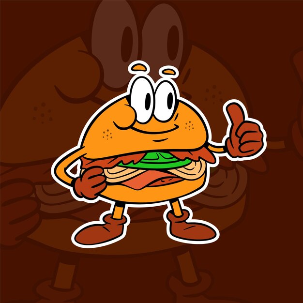 Vector hamburger mascot illustration