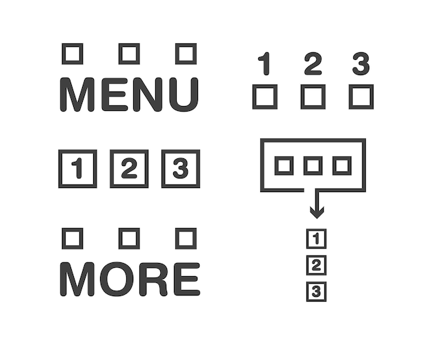 Hamburger menu icon buttons for website UI navigation mobile app presentation user Interface icons