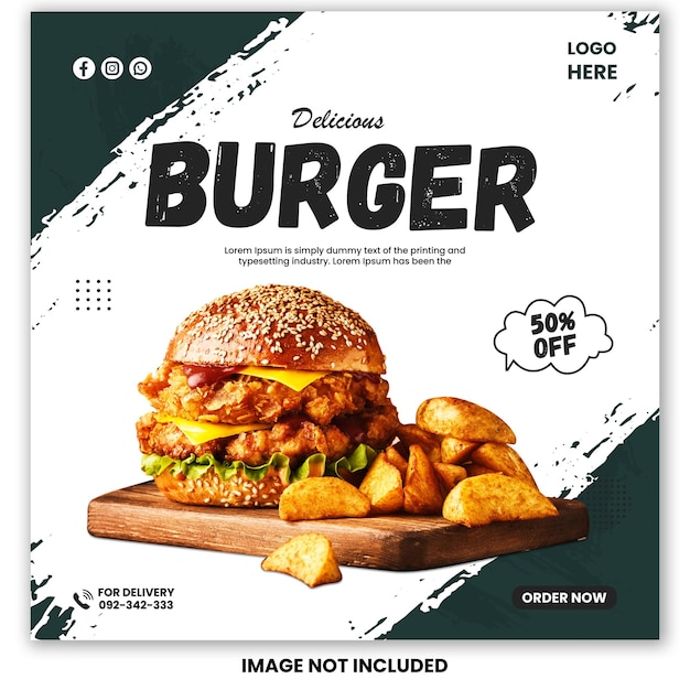 Vector hamburger restaurant social media post template