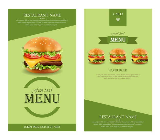 Hamburger retro menu template